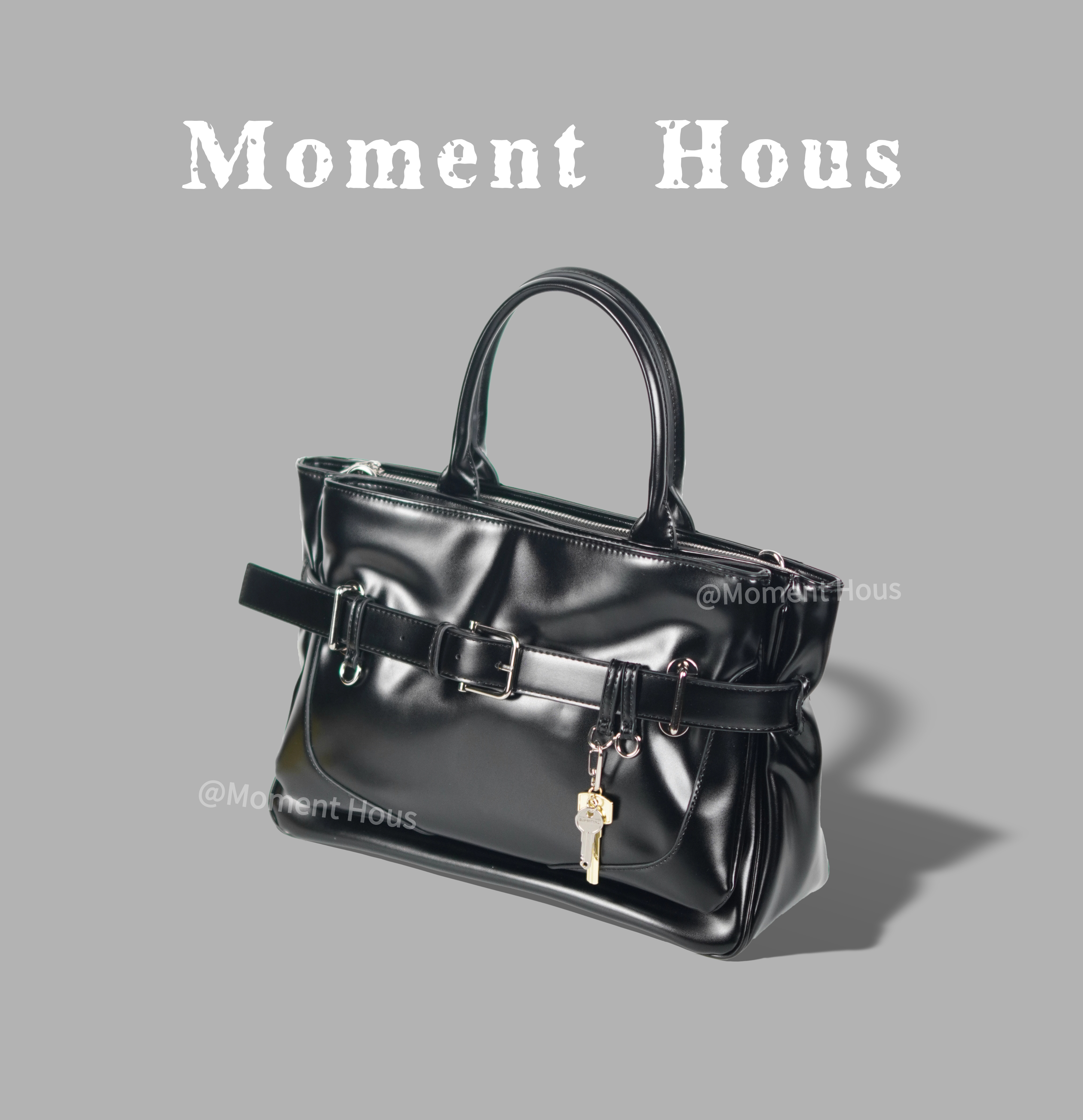 Moment Hous小众设计个性百搭上班通勤潮流黑色手提斜挎公文包