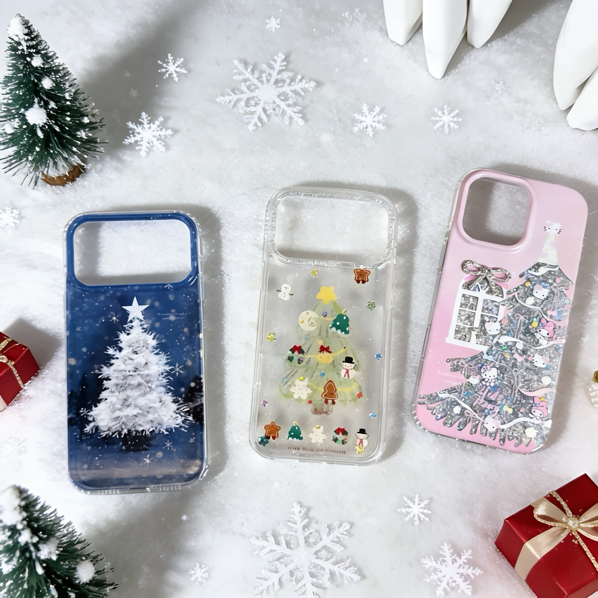 IMD卡通可爱细闪圣诞风创意个性手机壳适用于苹果17promax.17pro