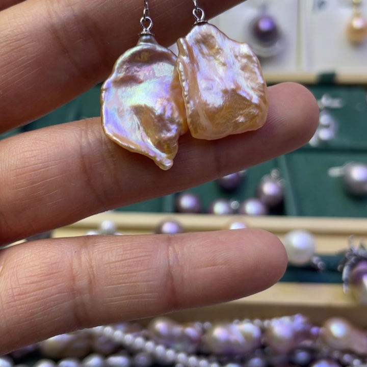 淡水珍珠耳饰银S925镶嵌