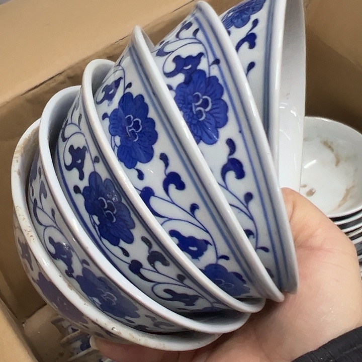 摆件陶6个12.5厘米芙蓉花碗