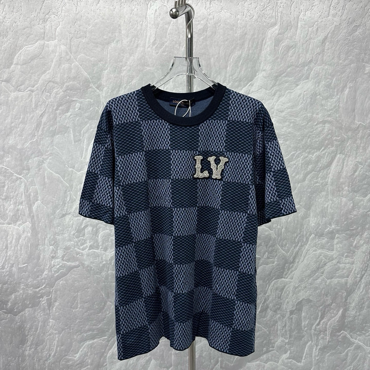 未使用 LouisVuitton/路易威登 SS25菲董棋盘格镶钻短袖L码P02075