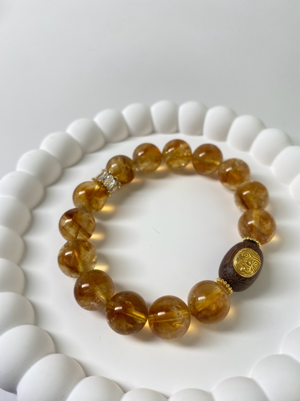 黄水晶木质配饰时尚复古