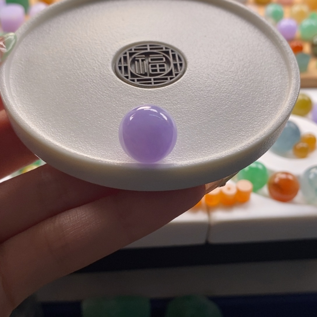 翡翠未镶嵌颈饰紫底圆珠卡13