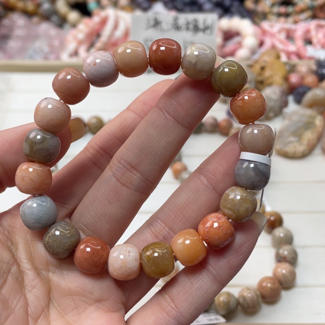 未镶嵌手链硅化玉余****＞047