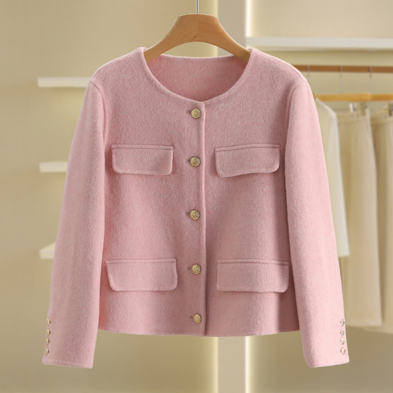 【康康成列款】短款圆领单排扣双面呢外套#PHX48B027