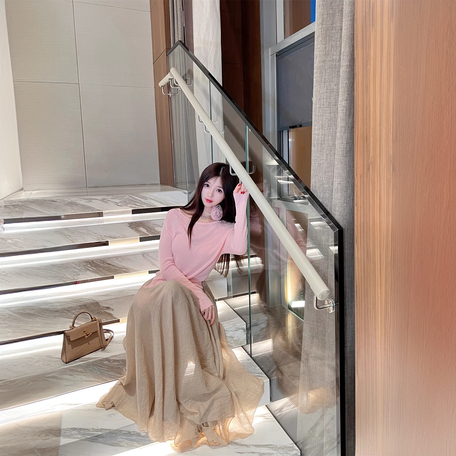 【SL2402165 】韩女的氛围感 粉/抹茶 双色仙女裙套装氛围感搭配女