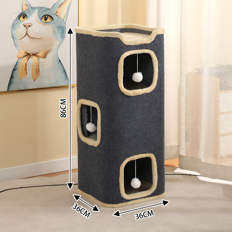 猫爬架猫窝猫树一猫窝桶封闭式冬季猫屋可拆卸多层耐磨剑麻桶