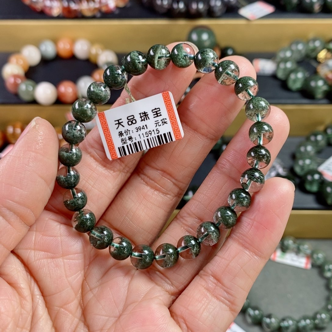 水晶手链未镶嵌南***?绿幽灵手链115915