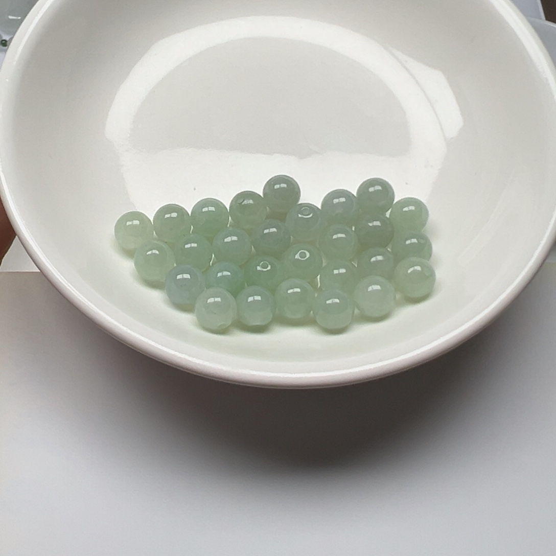 翡翠散珠柠*~纯天然缅甸翡翠A货卡7，22颗分5单