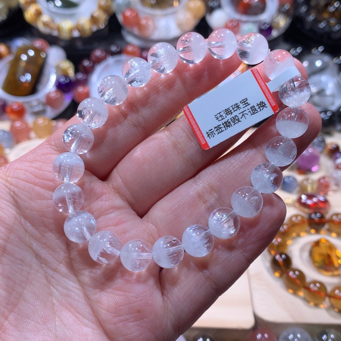 水晶未镶嵌手链聚宝盆白幽灵手链9左右