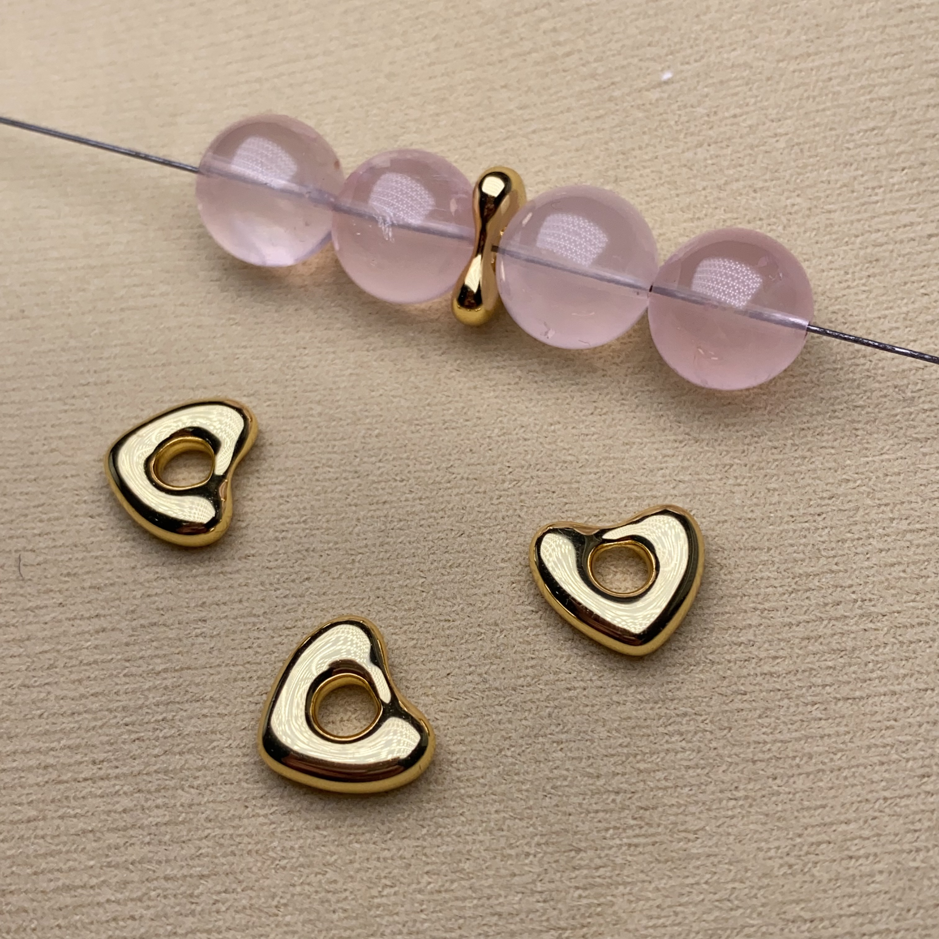 【钛钢精雕】精工真空镀金镂空爱心隔珠垫片搭配水晶DIY饰品配件