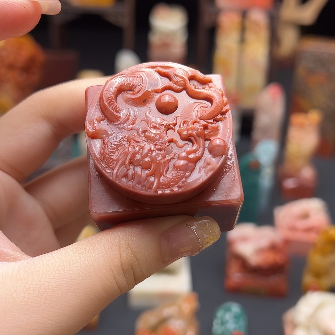 昌化石印石猫*手工制作