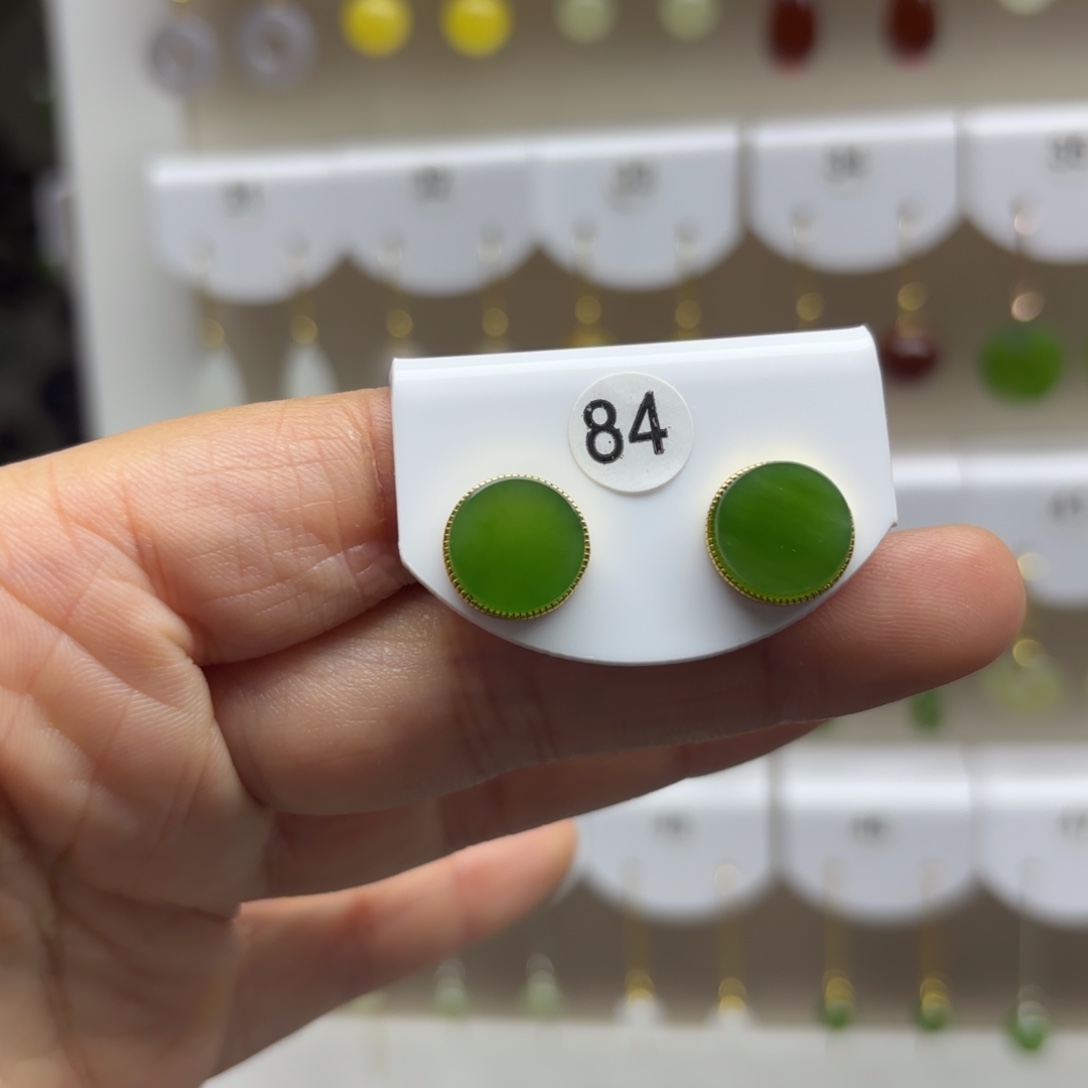 和田玉银S925镶嵌耳饰