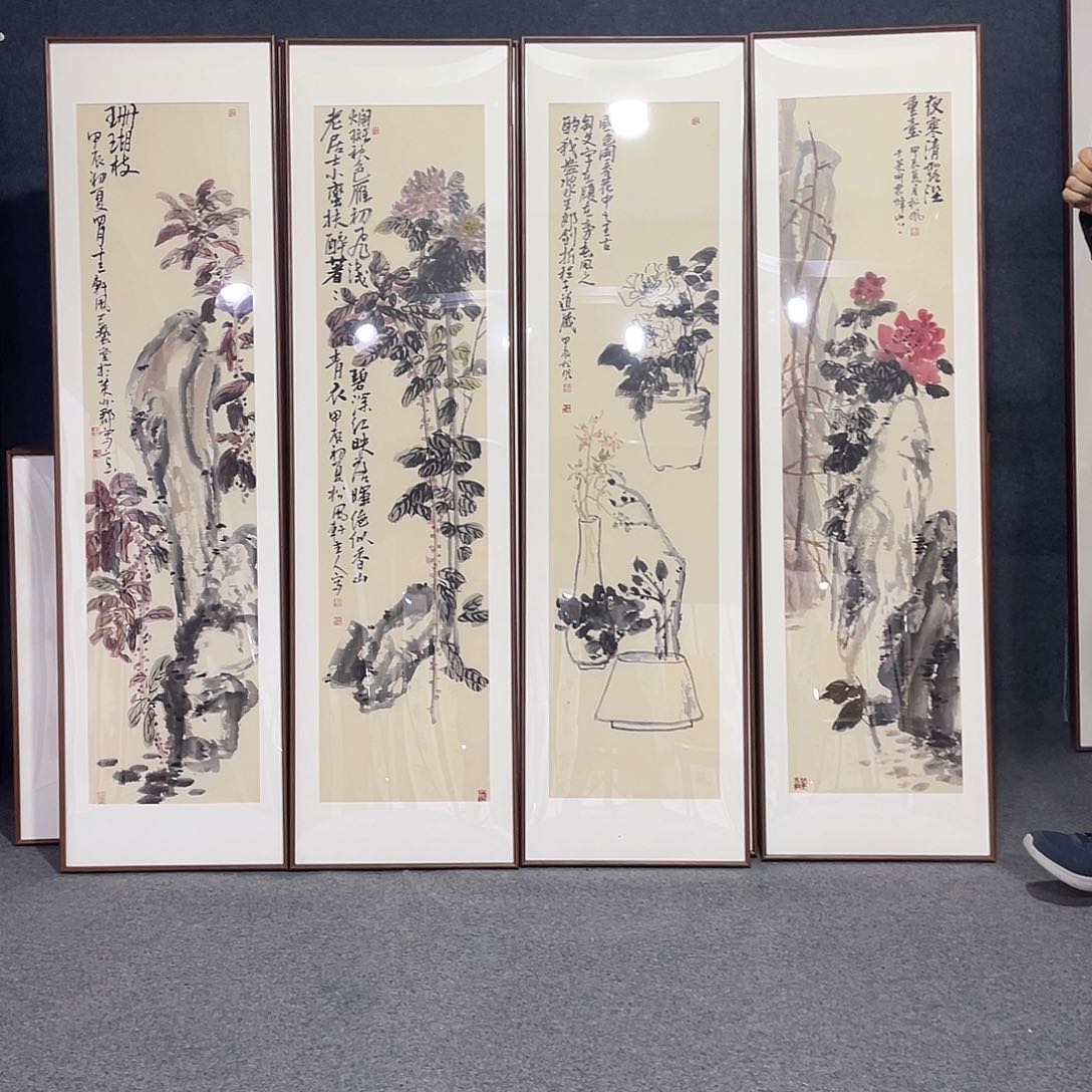 国画手绘画作品带框发