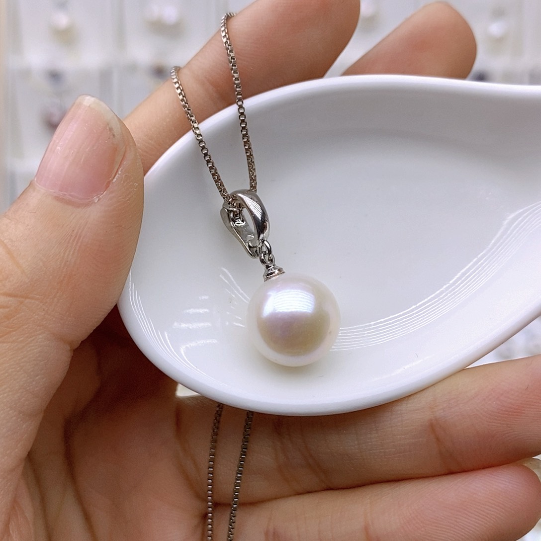 淡水珍珠银S925镶嵌吊坠(赠链)
