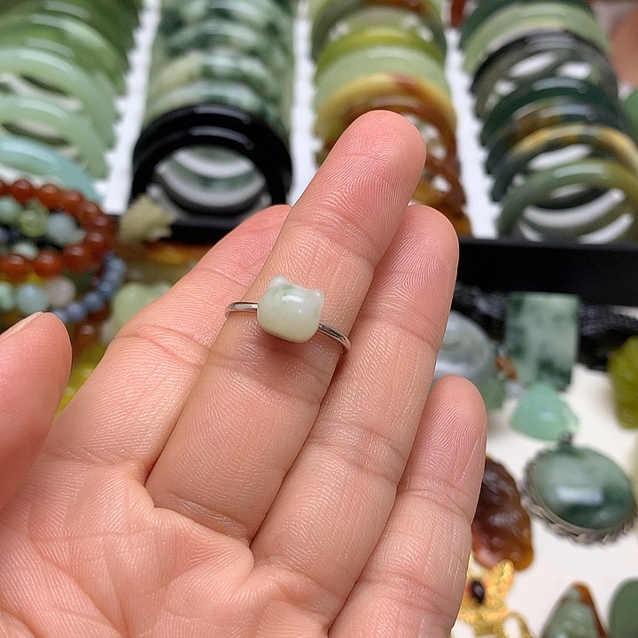 蛇纹石玉银S925镶嵌挂件龙*