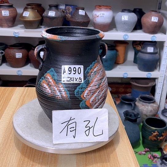 红陶手工制作工艺花盆