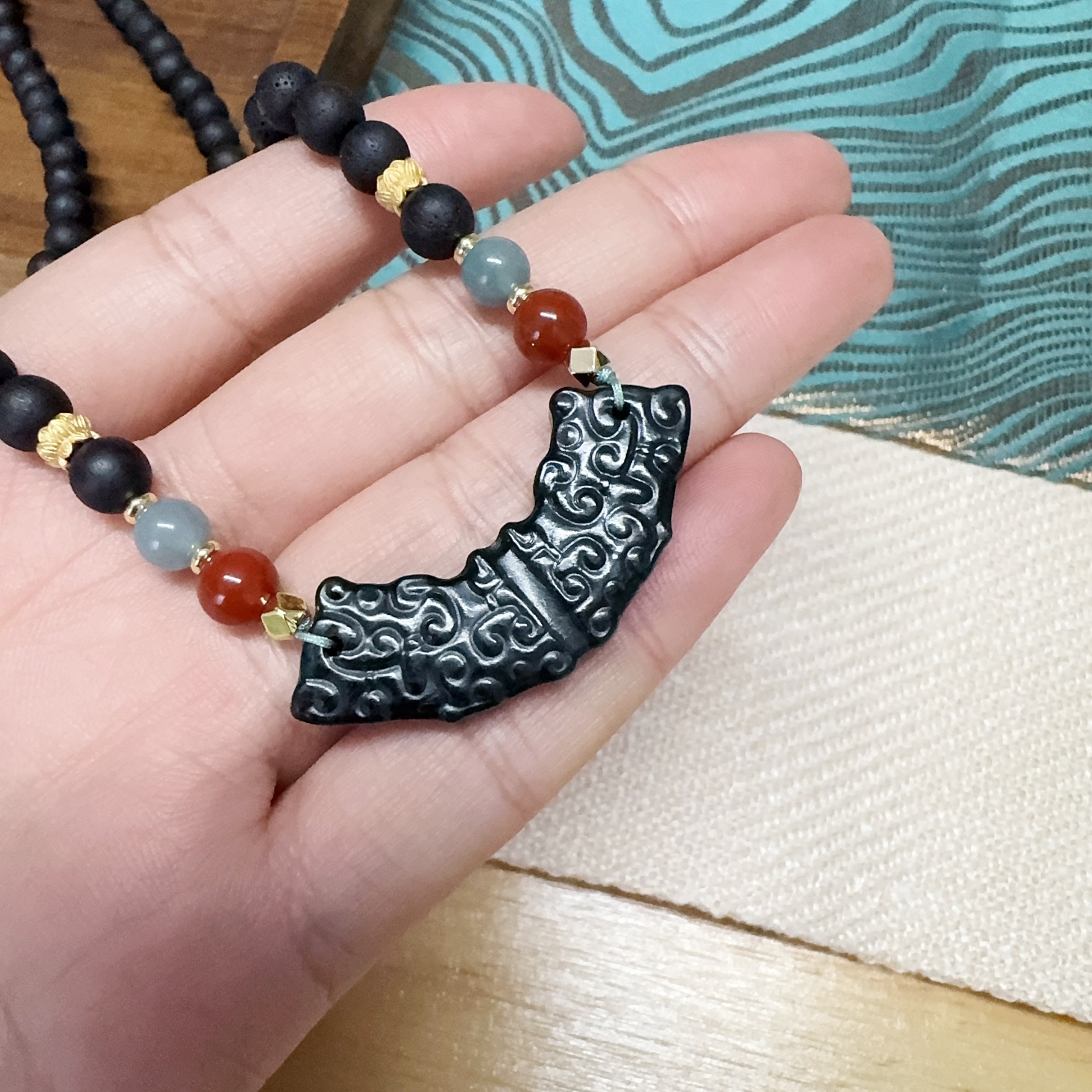 【青羽】 手工天然降真香6MM十亩香可调节衣链款男女款锁骨