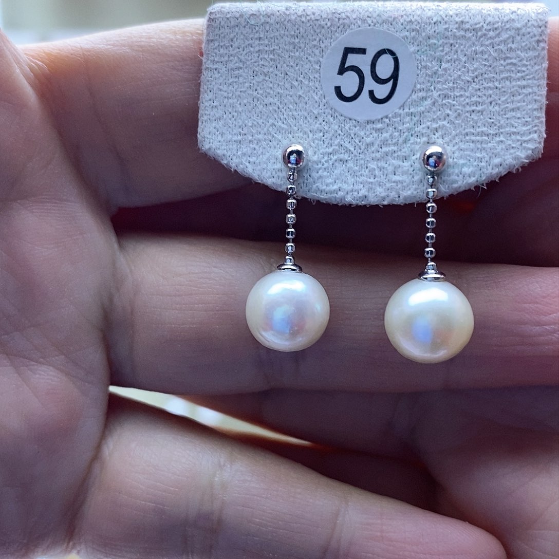 淡水珍珠耳饰银S925镶嵌