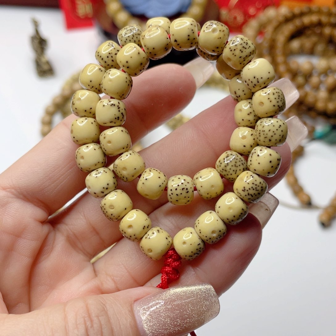 星月菩提手串石玉料古瓷白半壁散星手持卡8