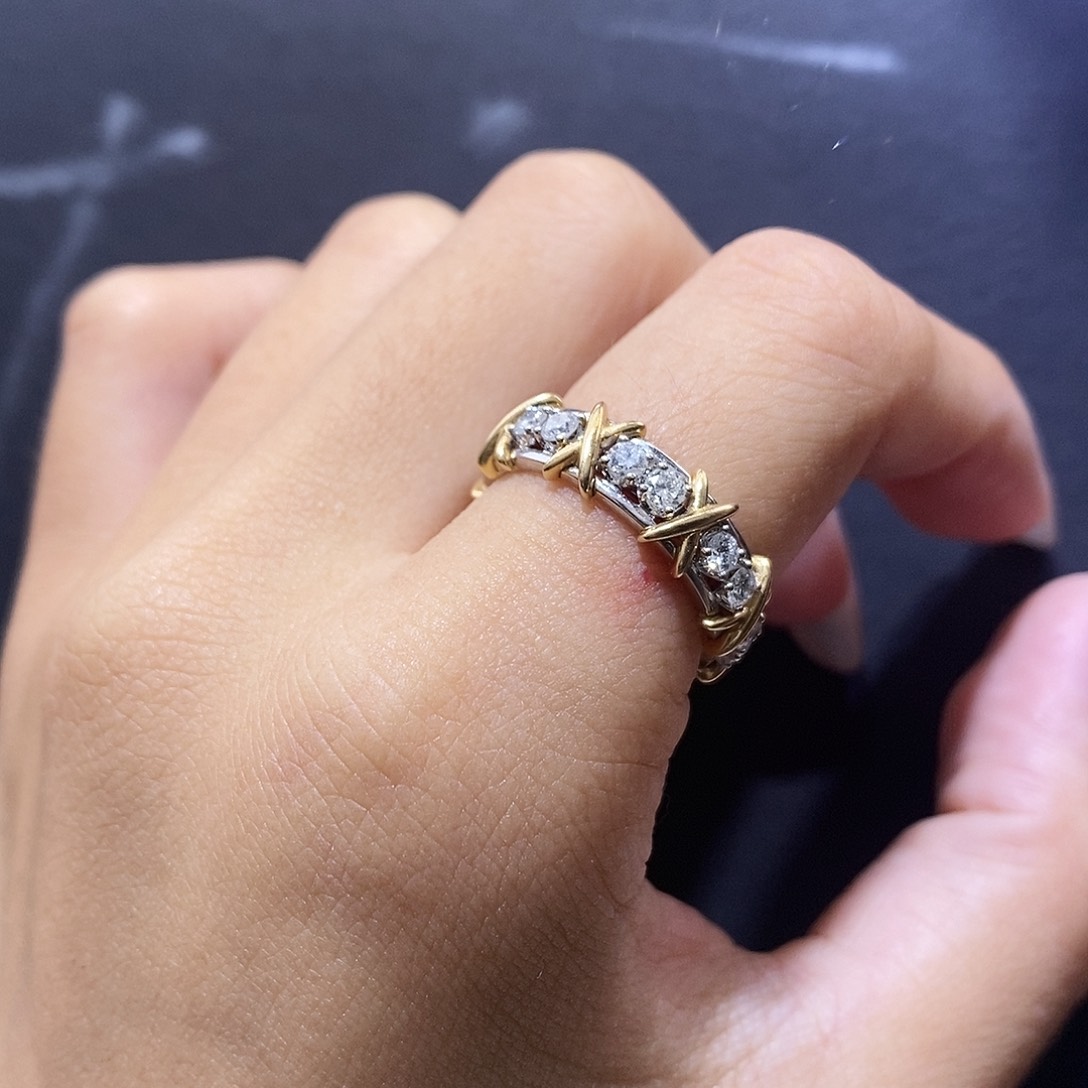 戒指/指环18K金镶嵌钻石十六石分色戒指14