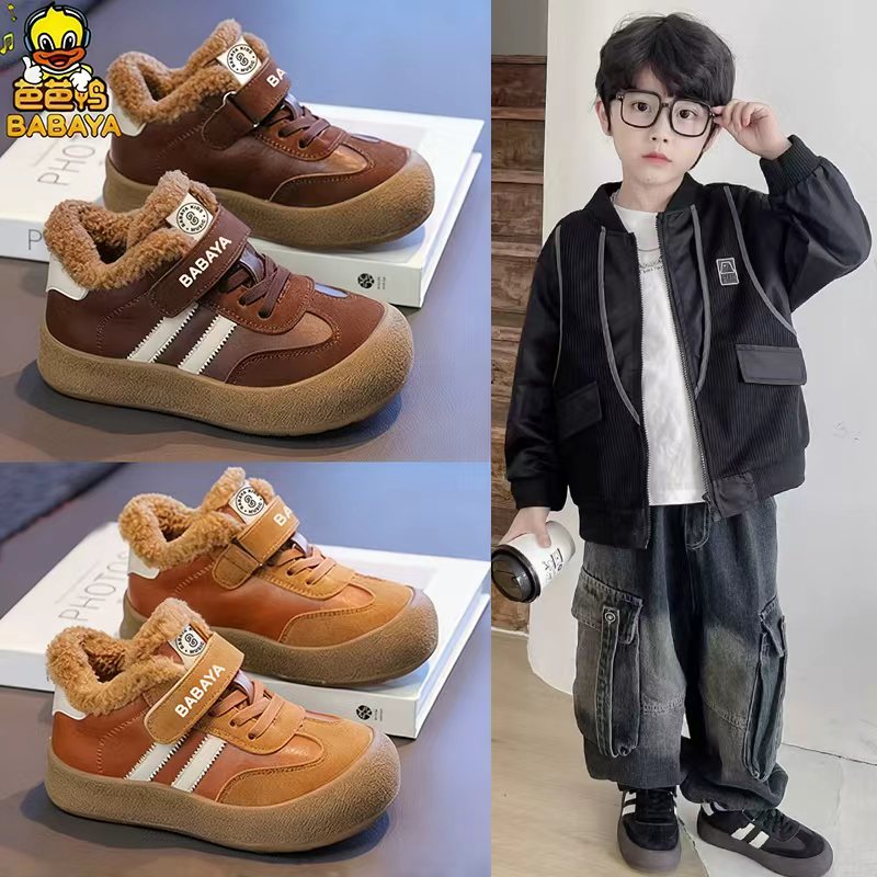 芭芭鸭2025爆款男女童雪地靴大棉休闲鞋低筒靴防水加厚棉鞋