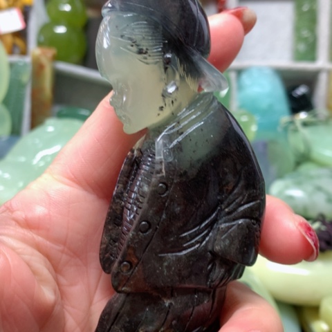 蛇纹石玉手把件未镶嵌