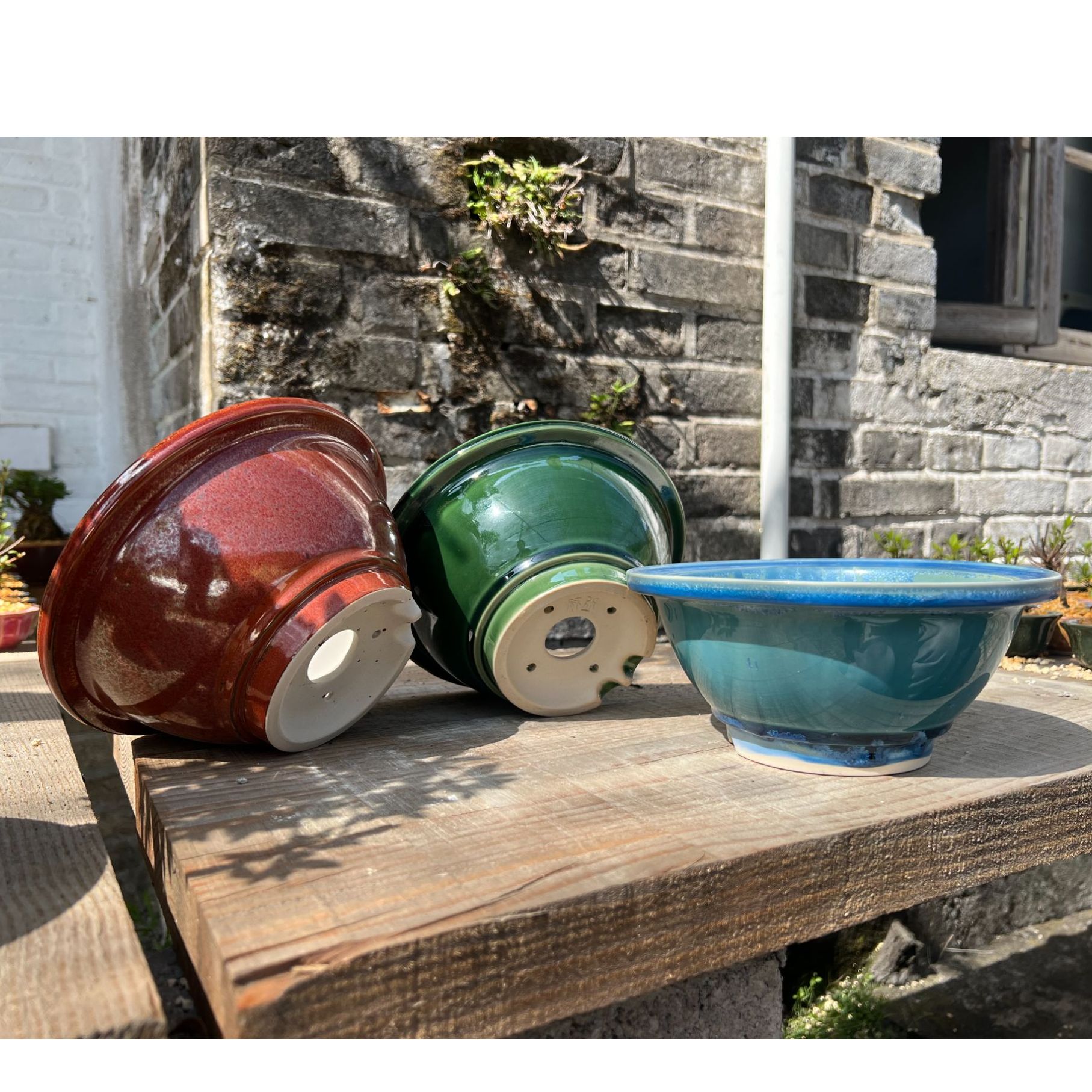 16号微瑕-文人斗笠釉盆 外径19.5*19.5*9 高温窑变盆景花盆