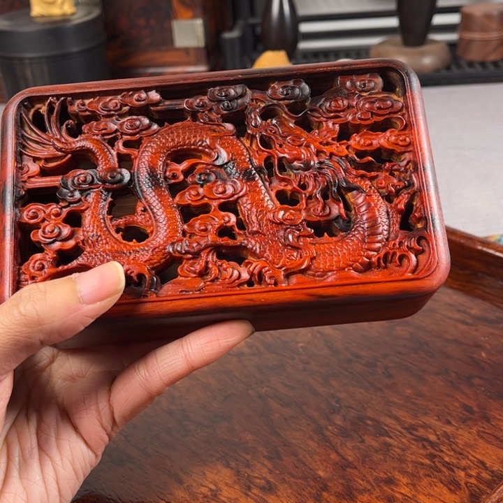 贡木整木挖龙盒收纳盒