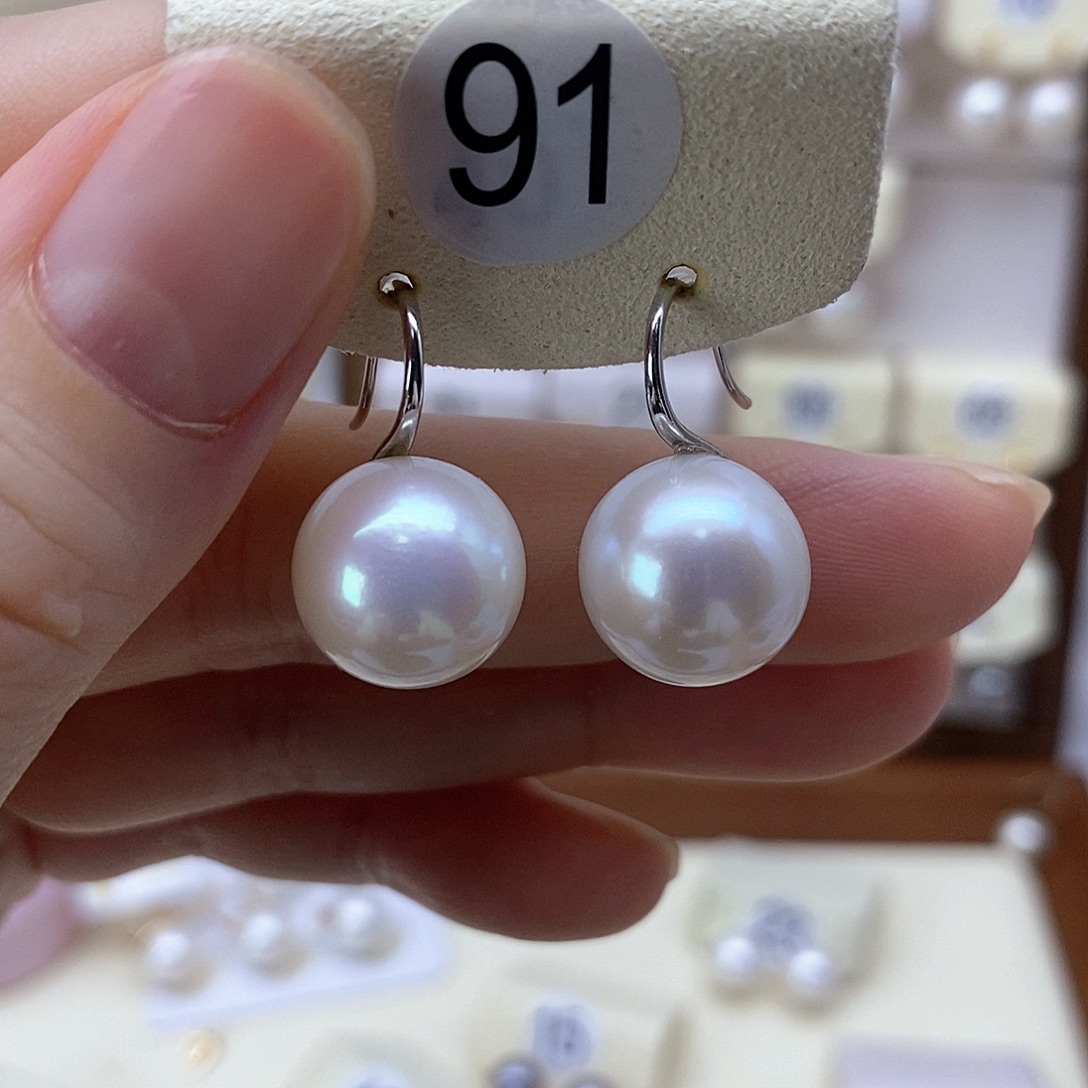 银S925镶嵌耳饰淡水珍珠