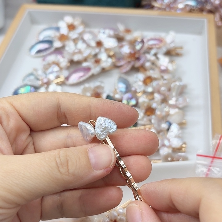 淡水珍珠发饰银S925镶嵌