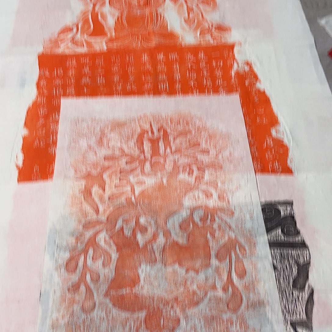 其他拓片用纸玉兔捣药朱拓 微瑕不影响装裱