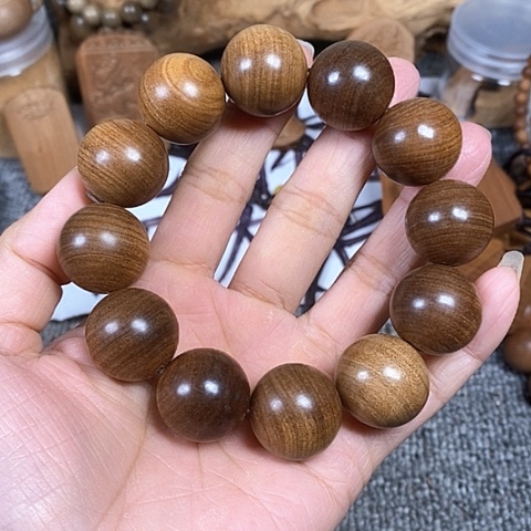 檀香木手串/手链老山檀香黑肉虎纹2.0沉水微瑕疵