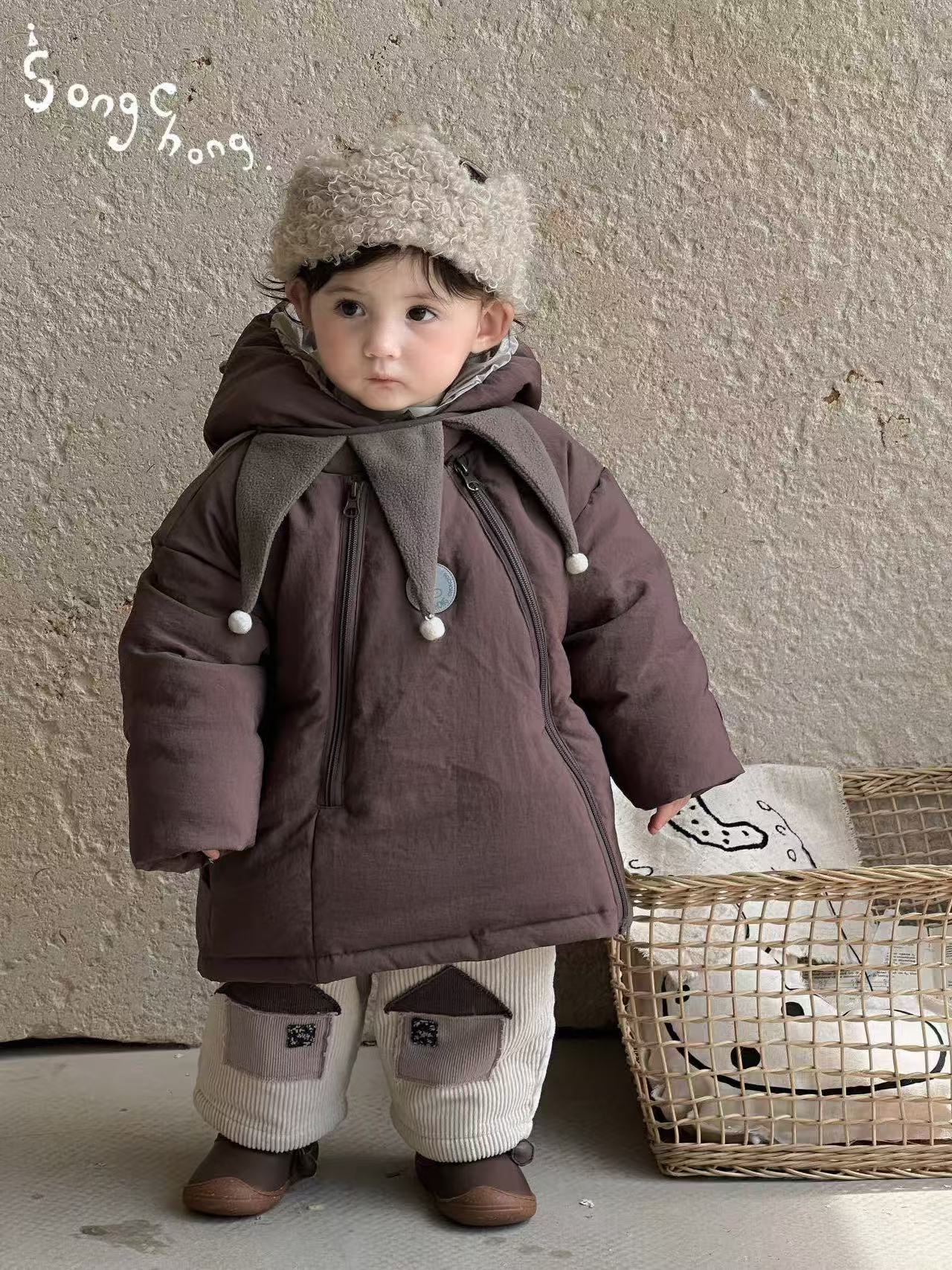 Song.chong正品松虫三角围巾羽绒外套新国标90白鸭绒