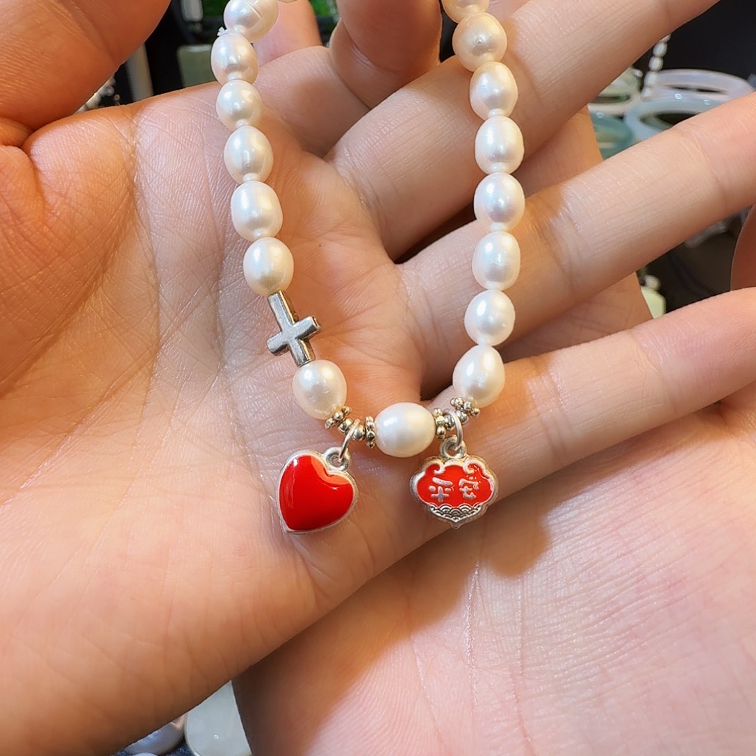 银S925镶嵌淡水珍珠手绳
