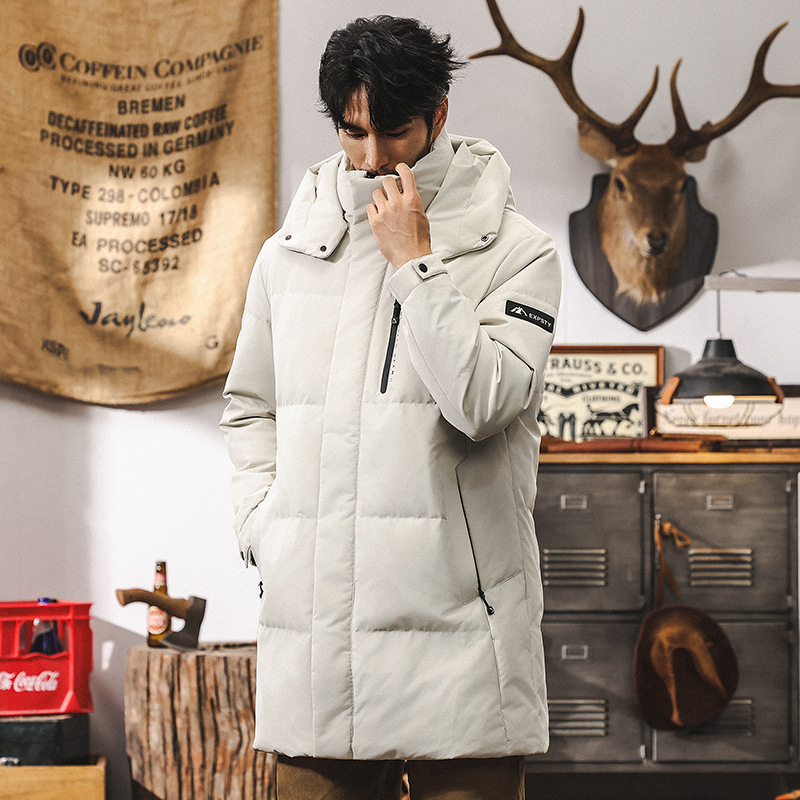 杰雷诺90绒男士外套羽绒服男中长款石墨烯保暖御寒服通勤冬季大衣