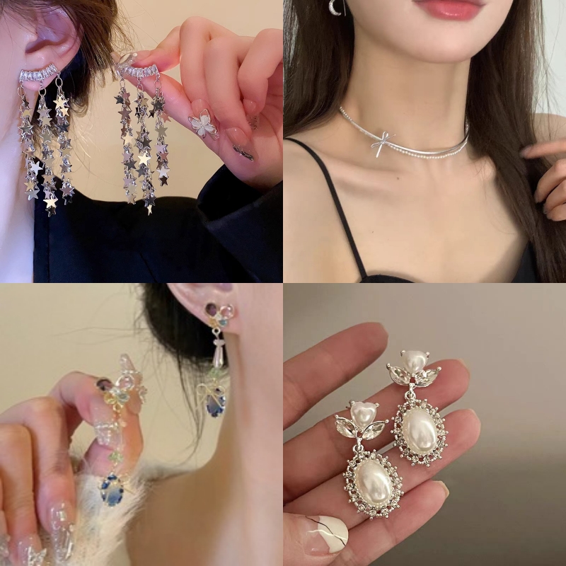 合金仿珍珠耳饰 合金仿珍珠百搭耳饰手链项链时尚轻奢直播间扣号