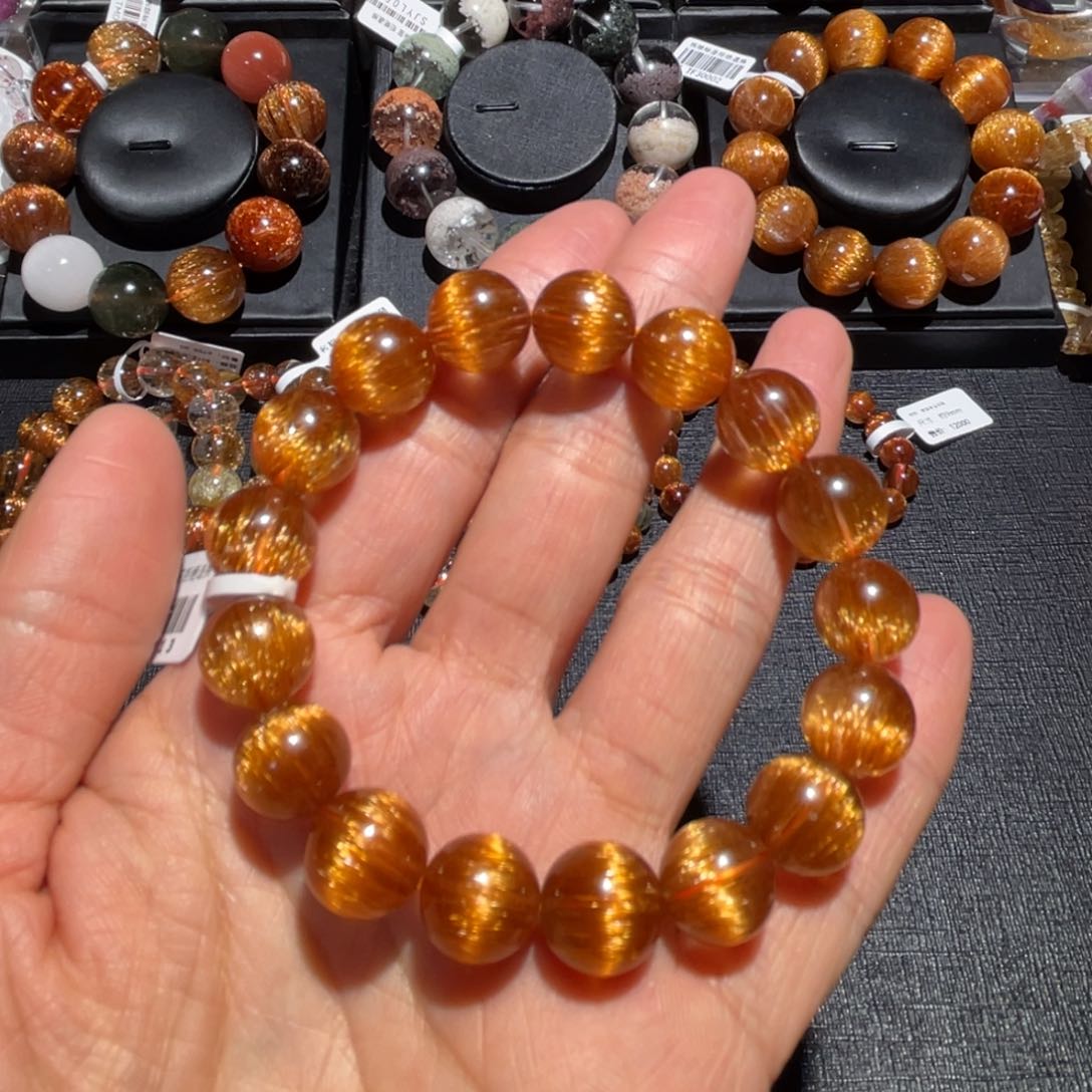 水晶手链未镶嵌灰**?铜顺发手链12mm左右