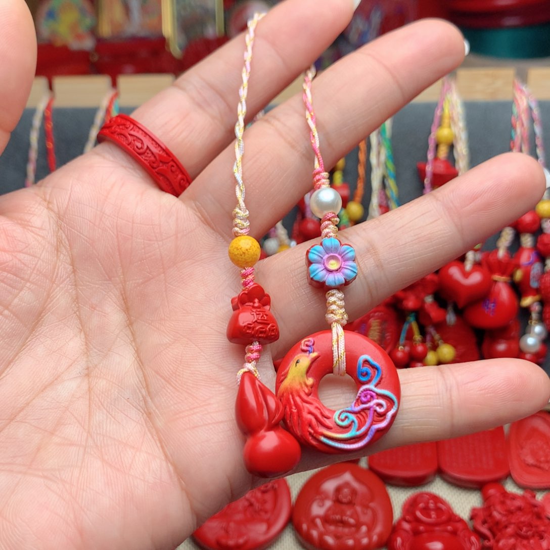 天然辰砂工艺品朱砂手机坠