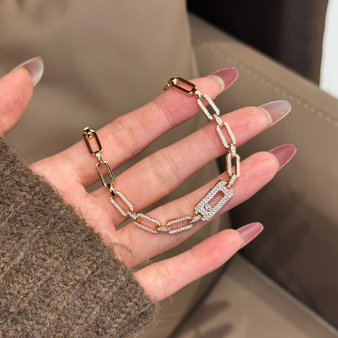 铜合金合成锆石手链 CC11017手链15+1.5CM