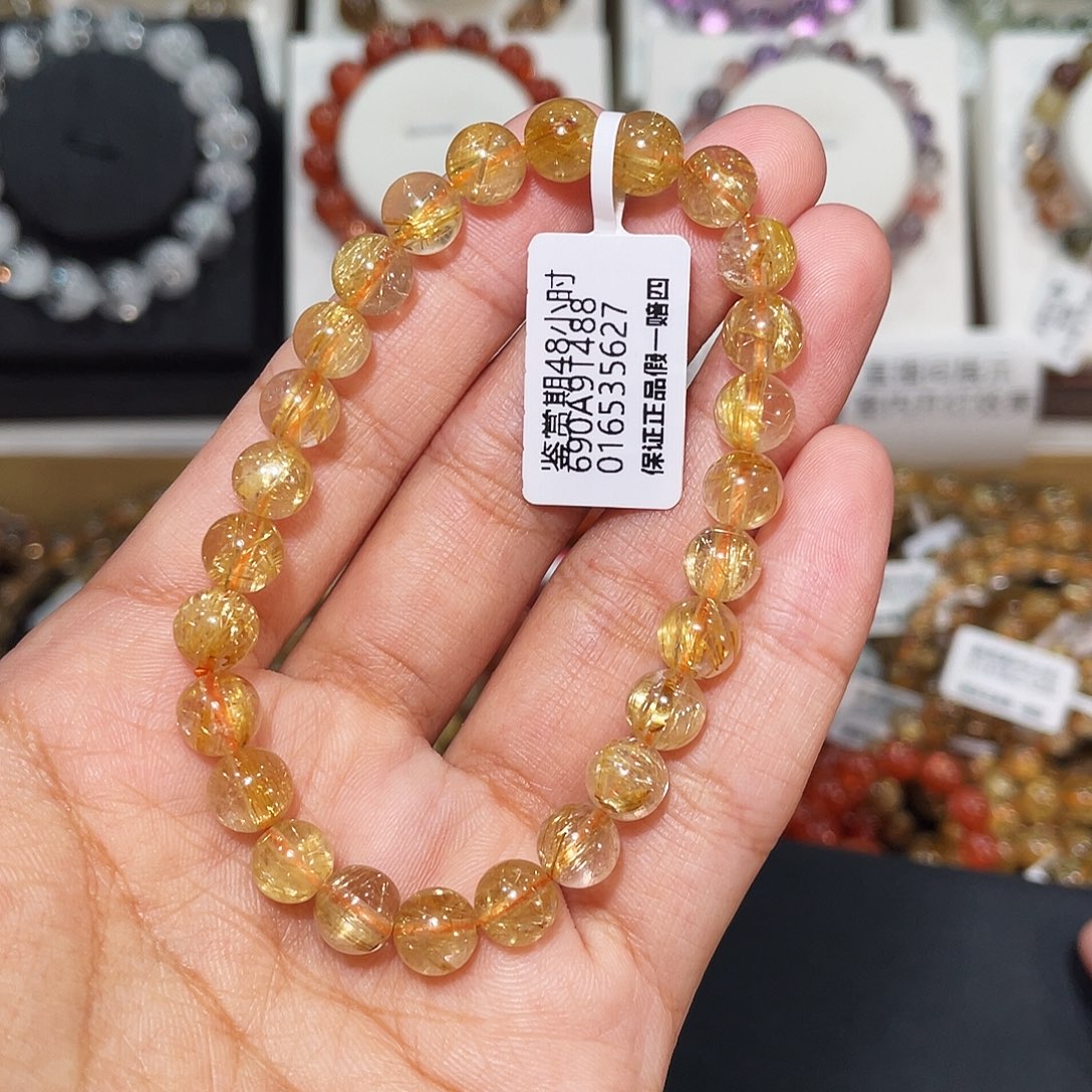 发晶手链未镶嵌发晶7.7mm