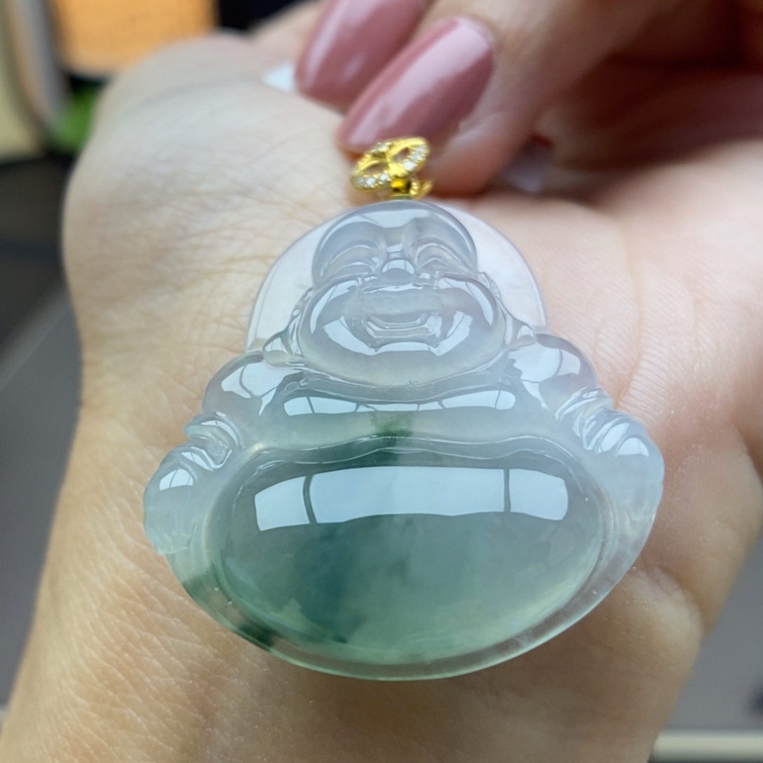 翡翠18K金镶嵌颈饰吊坠85