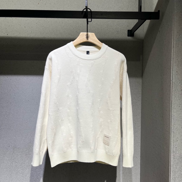 男士纯色圆领加厚针织毛衣秋季保暖休闲内搭上衣