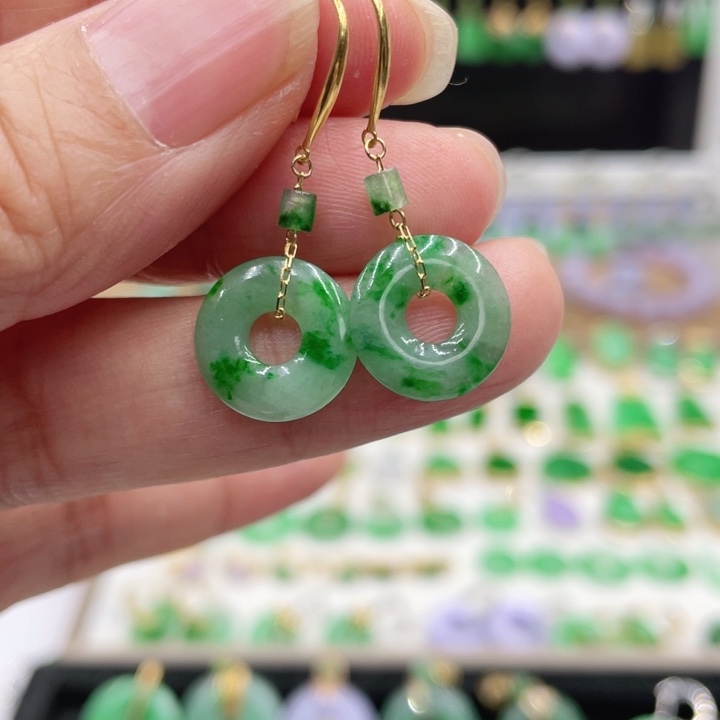 翡翠18K金镶嵌耳饰