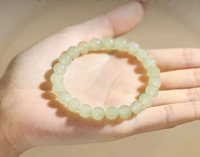 天然和田玉正品冰蜂蜜水手串微色差多样性发货圆珠手链卡8mm