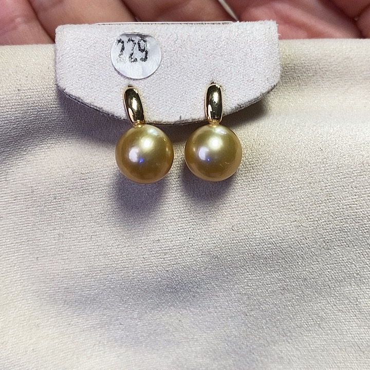 海水珍珠耳钉18K金镶嵌