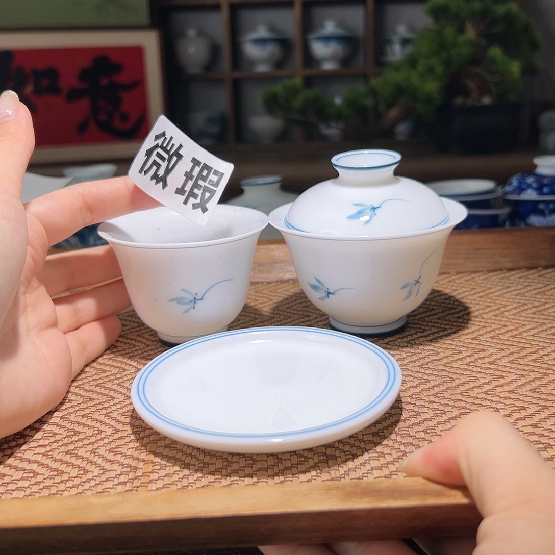【闪购商品】瑕疵 手绘 盖碗