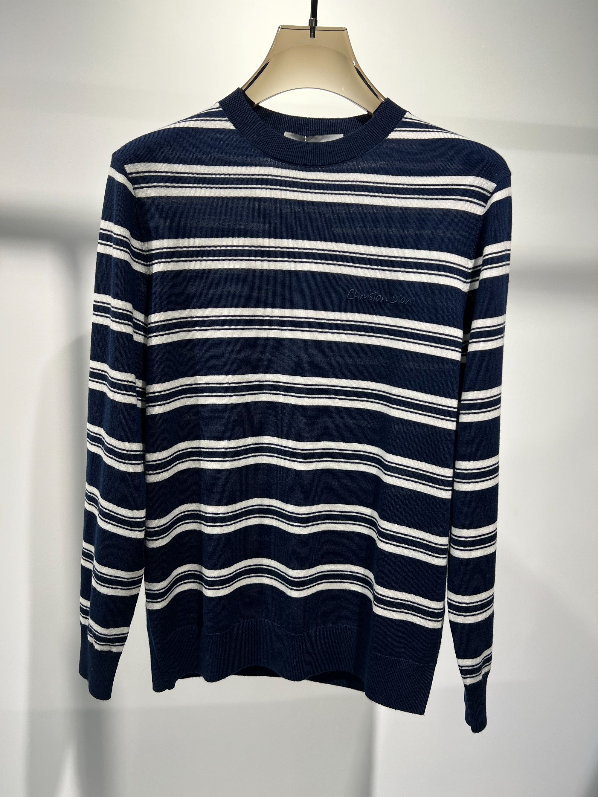 ChmsionDion男款绵羊毛 羊毛衫冬圆领藏青条纹套头长袖 CD 25003