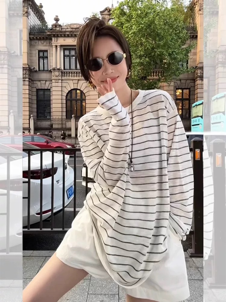 外贸宽条女士长袖#5502