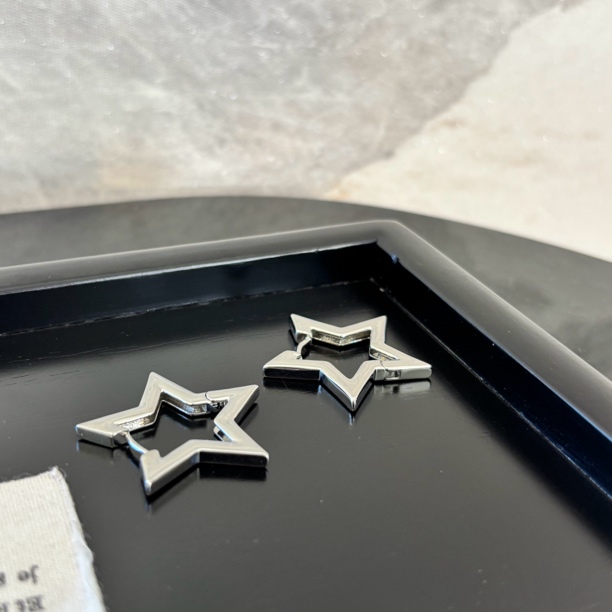 铜合金仿水晶耳饰 铜合金耳饰 镂空五角星耳环EH3353